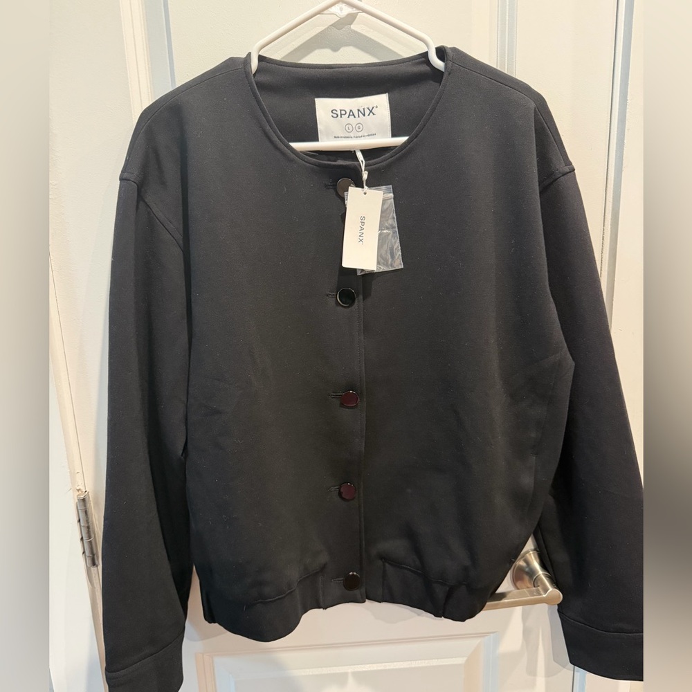 Spanx Black Women's Jacket Ponte Bomber Jacket. Size Large